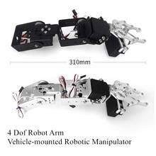 Manipulador robótico para tanque de carro inteligente, 4 dof, braço robótico montado em veículo, chassi de tanque de carro + garra mecânica + 4 peças servo de alto torque, brinquedo diy rc 2024 - compre barato