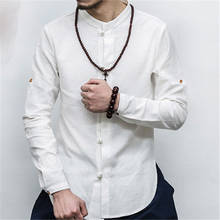 Tangsuit-Collar de camisa chino para hombre, ropa tradicional china de manga corta/completa, Chaqueta estilo Hanfu Kung Fu, otoño de 2020 2024 - compra barato