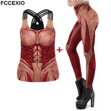 FCCEXIO New Party Leggins Women Seamless Fitness Leggings The Giant Muscle 3D Print Workout Fashion Trousers（Top+Pants） 2024 - buy cheap