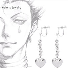 Anime Earring Jewelry Accessories HUNTER x HUNTER Hisoka Cosplay Silver Color Heart Piercing Costume Prop Aros 2024 - buy cheap