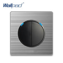 Wallpad 2 gang 2 way interruptor de luz parede botão clique aleatório com indicador led painel aço inoxidável casa 2024 - compre barato