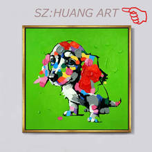 Artist Hand-painted Funny Design Dalmatian Oil Painting on Canvas Handmade Spotted Dog Blowing Fan Oil Painting for Living Room 2024 - buy cheap