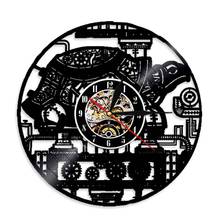 Vintage steampunk tartaruga relógio de parede vinil registro relógio de parede led arte da parede ornamento do vintage engrenagem relógios decorativos para os amantes dos animais 2024 - compre barato