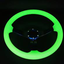 New 350mm 14inch Acrylic Racing drift Modified Luminous Glow Steering Wheel Universal 70MM Deep Grilled Blue NEO Chrome ABS Wood 2024 - buy cheap