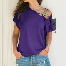 Blusa entrecruzada Irregular para mujer, Top liso de retales, un hombro, Verano 2024 - compra barato