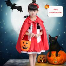 Disfraz de Caperucita roja para niñas y niños, traje de fiesta de Halloween, vestido de Lujo + capa, disfraz de Cosplay 2024 - compra barato