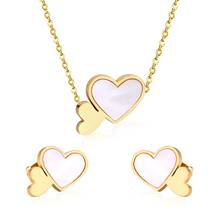 LUXUKISSKIDS Brand New Stainless Steel Jewelry Heart Shell Jewelry Sets Women Wedding Jewelry Gift 2024 - buy cheap