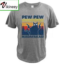 Pew Pew Madafakas T Shirt Novelty Funny Cat Vintage Crew Neck Short Sleeve Gifts Digital Print Clothing 2024 - buy cheap