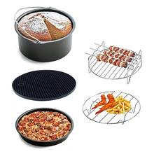 SANQ-accesorios para freidora de aire de 6 pulgadas, sartén para hornear pasteles, Pizza, rejilla de parrilla, apta para todas las freidoras de aire 3.2QT-5.8QT, juego de 5 2024 - compra barato