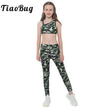 Kids Teens Tracksuit Camouflage Print Sports Suits 2 Pieces Sets Crop Top with Leggings Pants Girls Gymnastics Ballet Dance Wear 2024 - buy cheap