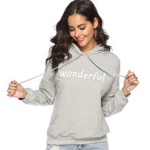Women Pullover WONDERFUL Letter printing hoodies sweatshirts autumn and winter new print loose student hooded long-sleeved tops 2024 - buy cheap