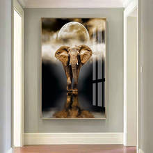 Wangart плакат и Печать Луна слон картина маслом искусство на холсте картина на стену для гостиной фото печать домашний декор 2024 - купить недорого