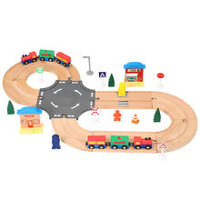 Conjunto de pista de madeira com oito personagens, brinquedo de trem para crianças, disco rodoviário, compatível com madeira 2024 - compre barato