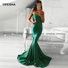 Yipeisha-Vestidos de Noche de sirena con cuello Halter, ropa de fiesta de satén con Espalda descubierta, color verde, 2021 2024 - compra barato