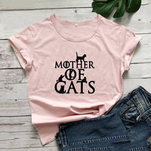 MOTHER OF CATS Printed Tshirt Summer T Shirt Women O-neck Cotton Short Sleeve Funny Tops Women 2020 Loose T-shirt Femme 2024 - buy cheap