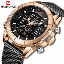 NAVIFORCE-reloj deportivo de lujo para hombre, cronógrafo de cuarzo con fecha, Digital, LED, resistente al agua, de acero completo, Masculino 2024 - compra barato