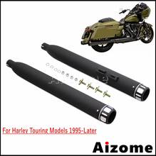 Motocicleta 45mm deslizamento em silenciador de escape tubo de silenciador de aço para harley touring road king electra glide estrada glide rua 1995-up 2024 - compre barato