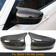 Cubiertas para espejo retrovisor de coche, cubiertas de fibra de carbono para BMW serie 5 F90 M5 Sedan 4D 2018 2019 2024 - compra barato