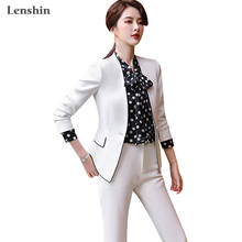 Lenshin-Conjunto de traje de 2 piezas de alta calidad para mujer, traje de pantalón blanco, ropa de trabajo de oficina, Blazer Formal con pantalón 2024 - compra barato