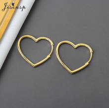 Jisensp Romantic Korean Fashion Earrings Simple Creative Hollow Heart Hoop Earrings Statement Jewelry for Women Valentine Gift 2024 - buy cheap