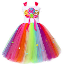Sweet Candy Tutu Dress Ball Gown Rainbow Lollipop Candy Tulle Dress Kids Costume Holiday Birthday Party Dresses for Girls  1-14Y 2024 - buy cheap