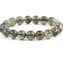 Fine Dark Green Hair Natural Crystal Bracelets Round Bead Stone Bracelet For Women Men Gift Present Simple Crystal Charm Jewelry 2024 - buy cheap