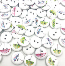 10/50/100 pcs 2 Hole Round Mix Umbrella Wood Buttons Decor Home Sewing Scrapbooking Clothing 15mm WB756 2024 - buy cheap