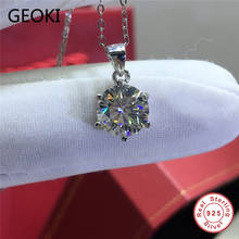 Geoki 2 ct прошел Diamond тесты круглый идеальный крой D Цвет VVS1 Муассанит ожерелье 925 стерлингового серебра цепи Роскошные вечерние ювелирные изделия 2024 - купить недорого