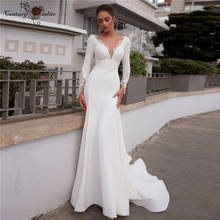 Long Sleeve Wedding Dresses Mermaid Bridal Dress Lace Appliques Beaded Boho Princess Bride Gowns Elegant Vestidos De Noiva 2022 2024 - buy cheap