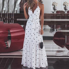 Women Boho Dot Print Spaghetti Strap Long Dress Summer Holiday Maxi Dresses Vestidos Ladies Sleeveless Backless Dress Robe Femme 2024 - buy cheap