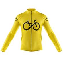 Новая желтая Мужская веломайка с длинным рукавом, велосипедная одежда, Джерси, Зимняя флисовая и тонкая одежда для велоспорта, одежда для горных велосипедов 2024 - купить недорого