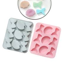 Molde de silicona con forma de cola de pez para decoración de tartas, molde de silicona con forma de concha 3D, pudín, jabón hecho a mano, fondant, k984 2024 - compra barato