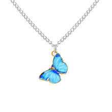 Colar de borboleta com gradiente azul coreano, para mulheres e meninas, pingente de borboleta, gargantilha, presente de joias, 2020 2024 - compre barato
