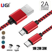 UGI-Cable de carga rápida Micro USB tipo C, accesorios de teléfono móvil, transferencia de datos trenzada de nailon para Samsung Oneplus HTC 2024 - compra barato