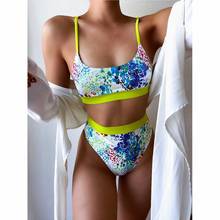 Бикини Tie Dye 2021, сексуальный женский купальник, женский купальник в стиле пэчворк, стринги, бразильский комплект бикини с высокой талией, бикини, купальный костюм 2024 - купить недорого
