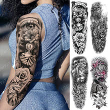 Large Arm Sleeve Tattoo Hourglass Rose Eye Waterproof Temporary Tatto Sticker  Angel Owl Body Art Full Fake Tatoo Women Men