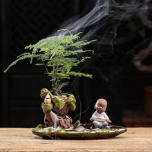 Lovely Monk Smoke Waterfall Incense Stick Holder Backflow Incense Burner Mountain River Handicraft Incense Holder Ceramic Censer 2024 - buy cheap