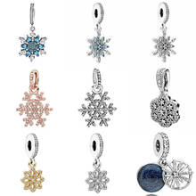 Espumante desejos floco de neve rendas botânico cristalizado floral pingente charme caber pandora pulseira 925 prata esterlina grânulo charme 2024 - compre barato