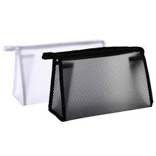 2pcs Mesh Clear Cosmetic Bag Zipper Makeup Bags for Women Washing Solid Travel Organizer Black Toiletry Bag Dropshipping 2024 - buy cheap