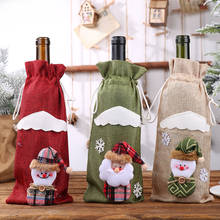 PKG027 (1), Рождественская Крышка для бутылки вина, Санта/Рождественская Кукла-снеговик, украшение для дома, Рождественский мешок, подарок на Новый год 2024 - купить недорого