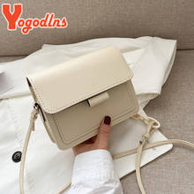 Yogodlns Fashion Small Square Bag Women PU Leather Chains Crossbody Bag Simple Solid Color Messenger Shoulder Bag Designer Purse 2024 - buy cheap