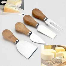 4 шт., сырный нож с деревянной ручкой, Круглый скребок для сыра, набор для сыра, разбрасыватель из нержавеющей стали, кухонные приспособления, ножи для сыра 2024 - купить недорого