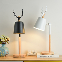 Luminária led nórdica, luminária de mesa com abajur de metal, para quarto, branco, preto, para leitura, de madeira 2024 - compre barato