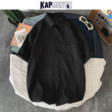 KAPMENTS Men Harajuku Shirts 2022 Mens Cotton Solid Pockets Streetwear Loose Short Sleeve Male Kpop Fashions Plus Size Clothing 2024 - buy cheap