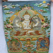 Bordado de seda de buñuelo tibetano, Mural de pintura de Buda de guanyin kuan-yin, 36 pulgadas, Thangka 2024 - compra barato