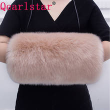 2021 Faux Fox Raccoon Fur Winter Warm Arm Gloves Soft Multi-function Fur Hand Wrist Big Size Winter Long Mitten 55*40cm FY22 2024 - buy cheap