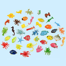 Kids 40pcs Mini Simulation Ocean Sea Marine Life Animal Models Fish Crab Seahorse Octopus Floating Bath Play Water Education Toy 2024 - buy cheap