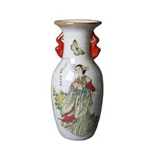 Jingdezhen antique porcelain powder color crack beauty mink cicada vase home decoration 2024 - buy cheap
