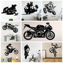 Papel de parede autoadesivo esportivo para motocicletas, adesivo de vinil para decoração de sala de estar e casa, decalque de parede 2024 - compre barato