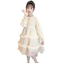 Vestidos de menina adolescente de malha vestidos de renda vestido floral crianças primavera outono traje de menina 6 8 10 12 14 2024 - compre barato